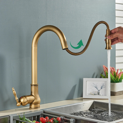 Classic Bronze Rotating Kitchen Faucet With Dark Finish