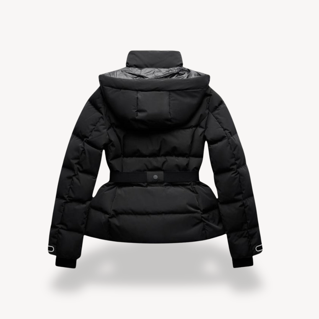 Warm Puffer Coat with Belted Waist and Chic Fit