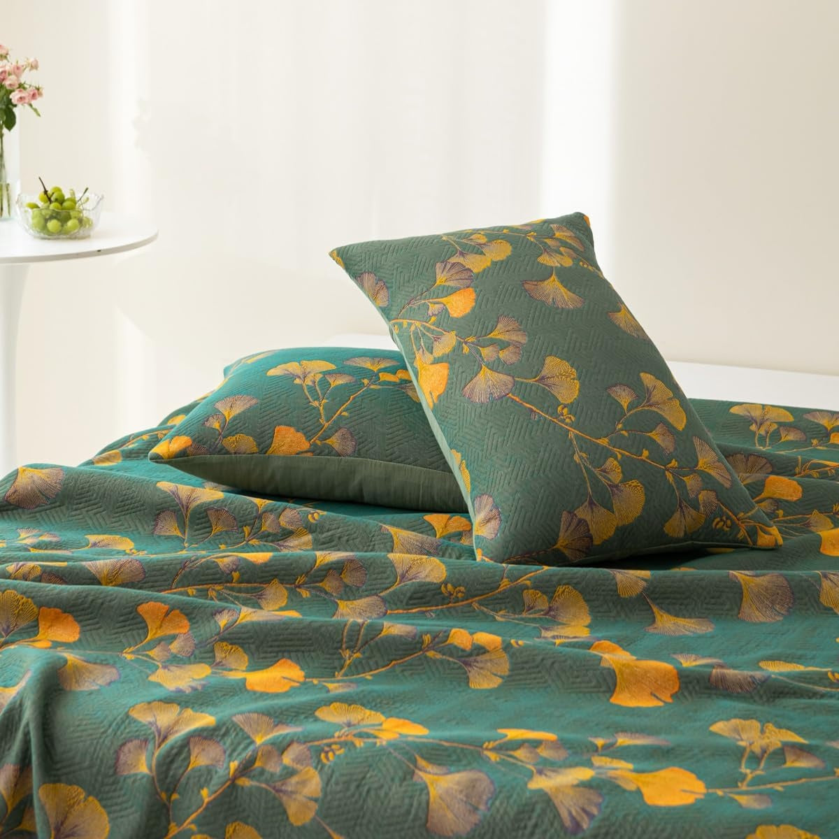 Soft Floral Reversible Throw Coverlet