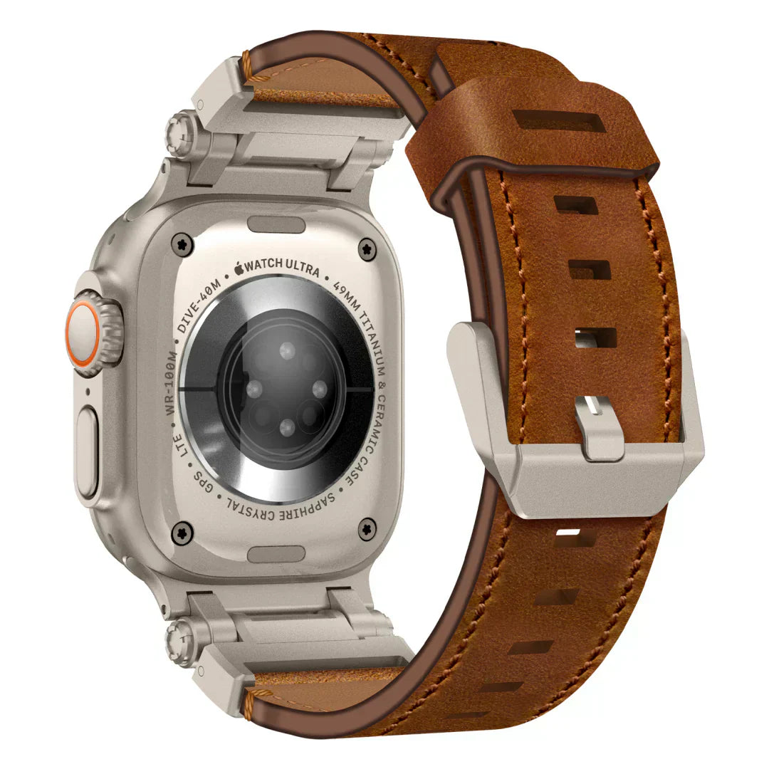 Stylish Leather Band with Metal Clip for Apple Watch