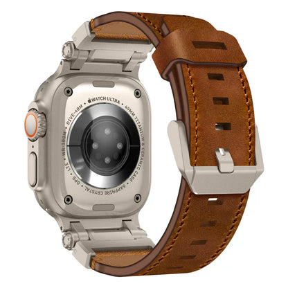 Stylish Leather Band with Metal Clip for Apple Watch
