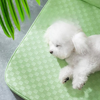 Durable Plaid Faux Leather Dog Bed Waterproof Orthopedic