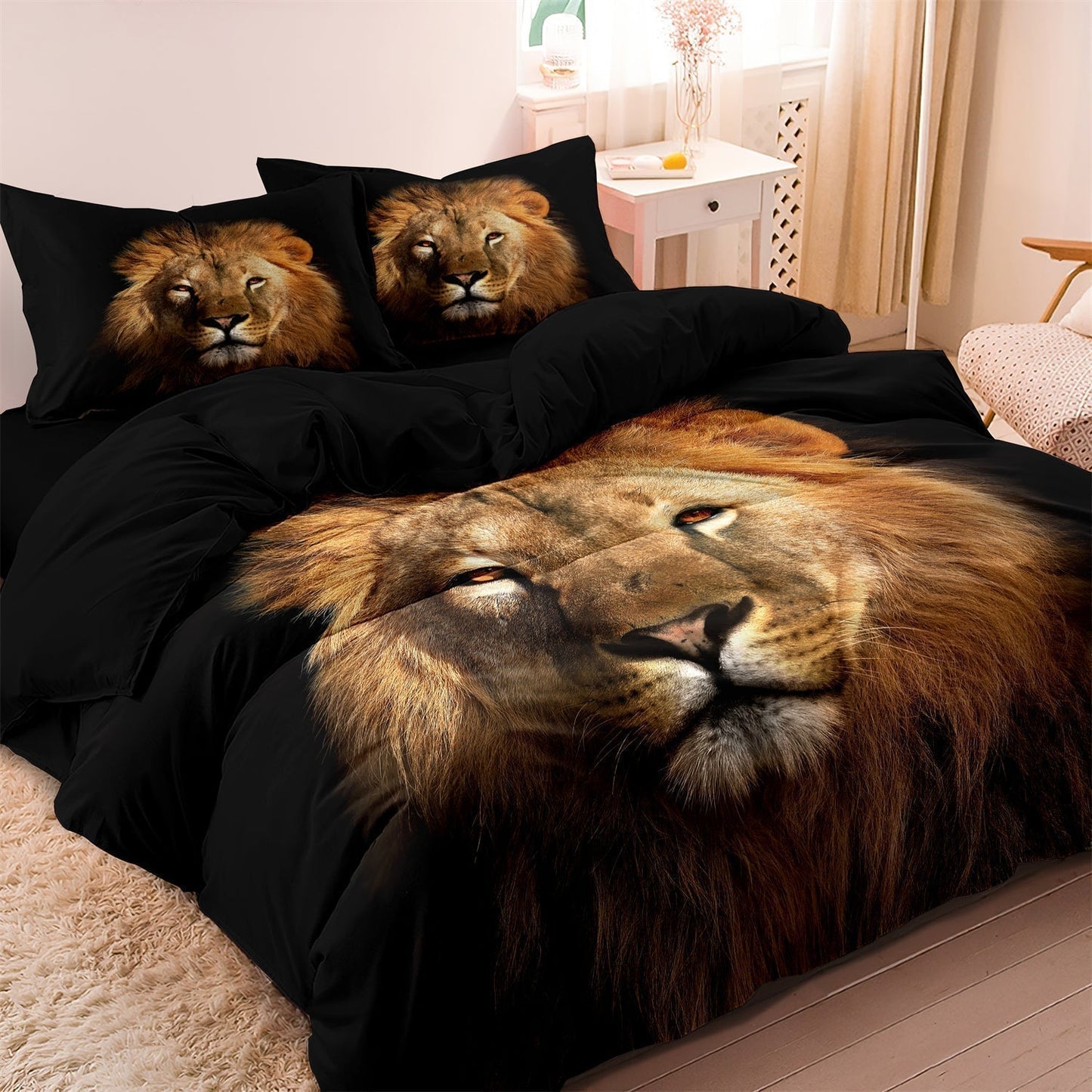 Wild Lion Pattern Bedding Set