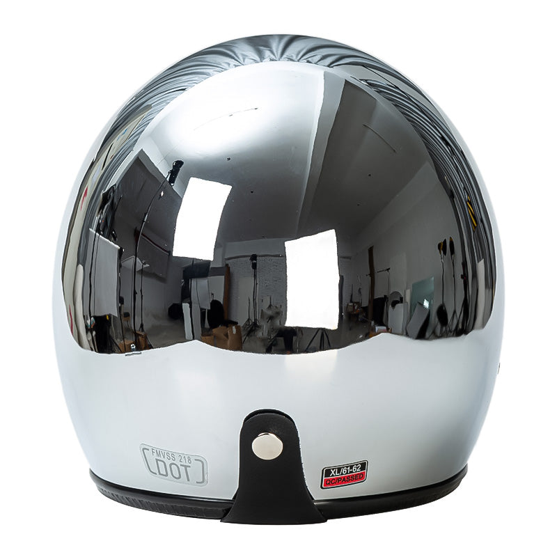 Classic Silver 3/4 DOT Helmet Retro Style