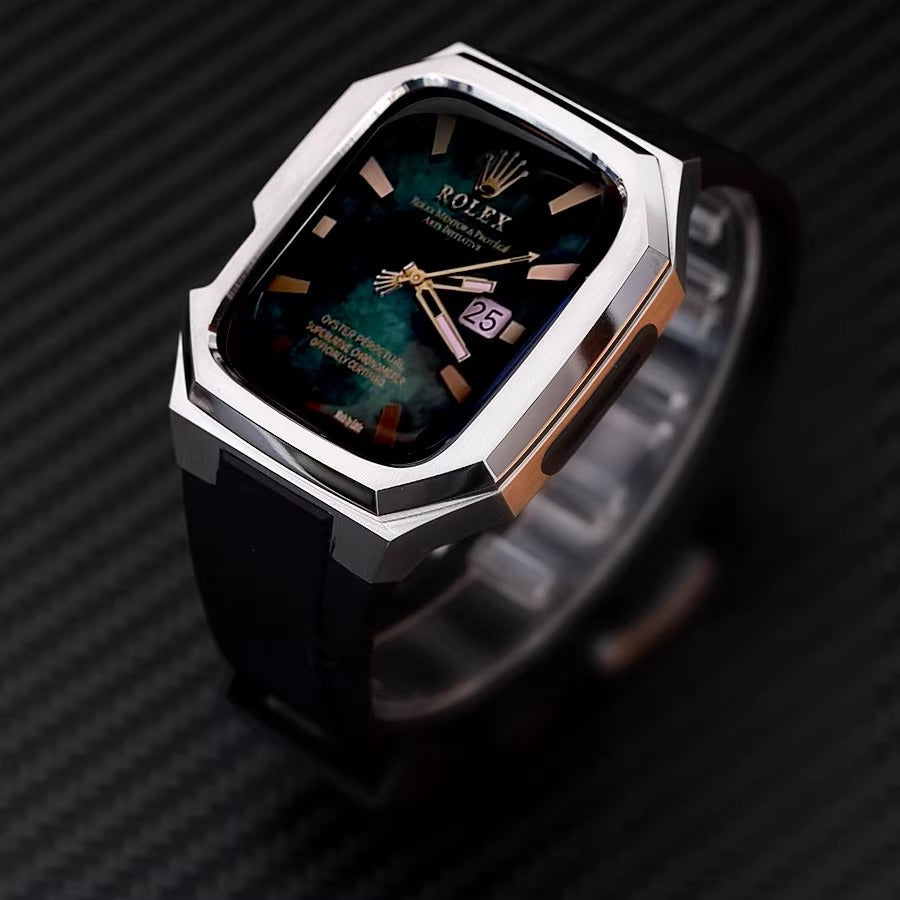 Durable Metal Watch Case with Soft Strap for Apple Watch