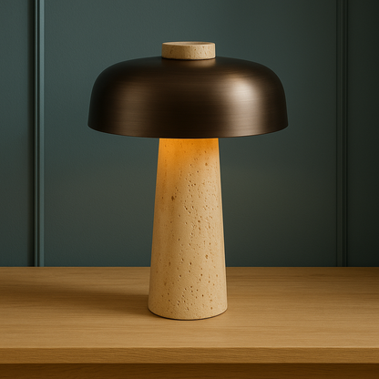 Natural Mushroom Desk Lamp With Wooden Base