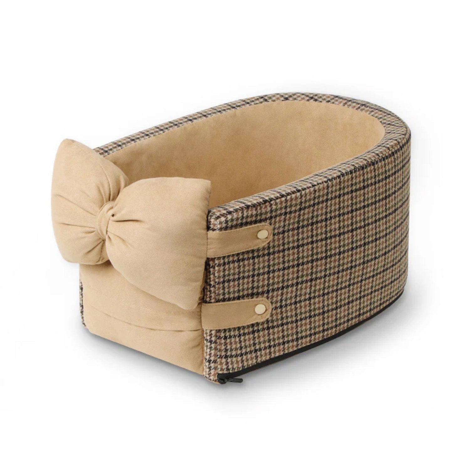 Cozy Houndstooth Pet Car Console Seat