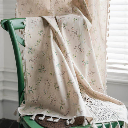 Colorful Plaid Patchwork Cotton Curtain with Tassels