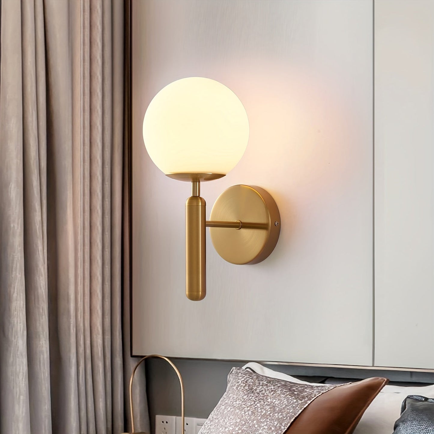 Sleek Glass Shade Wall Light | Brushed Metal Flush Mount Lamp - Lusomart