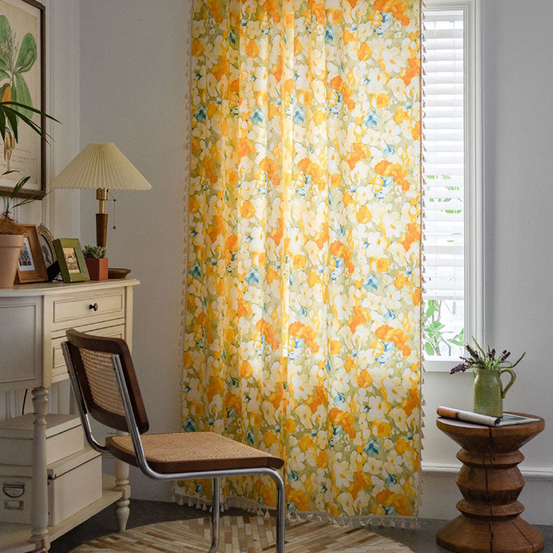 Bright Floral Lightweight Window Curtain