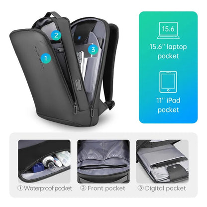 Durable Lightweight Laptop Backpack Black Grey Protection