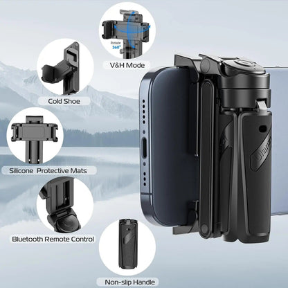 Portable Bluetooth Selfie Stick with 360° Rotation Holder