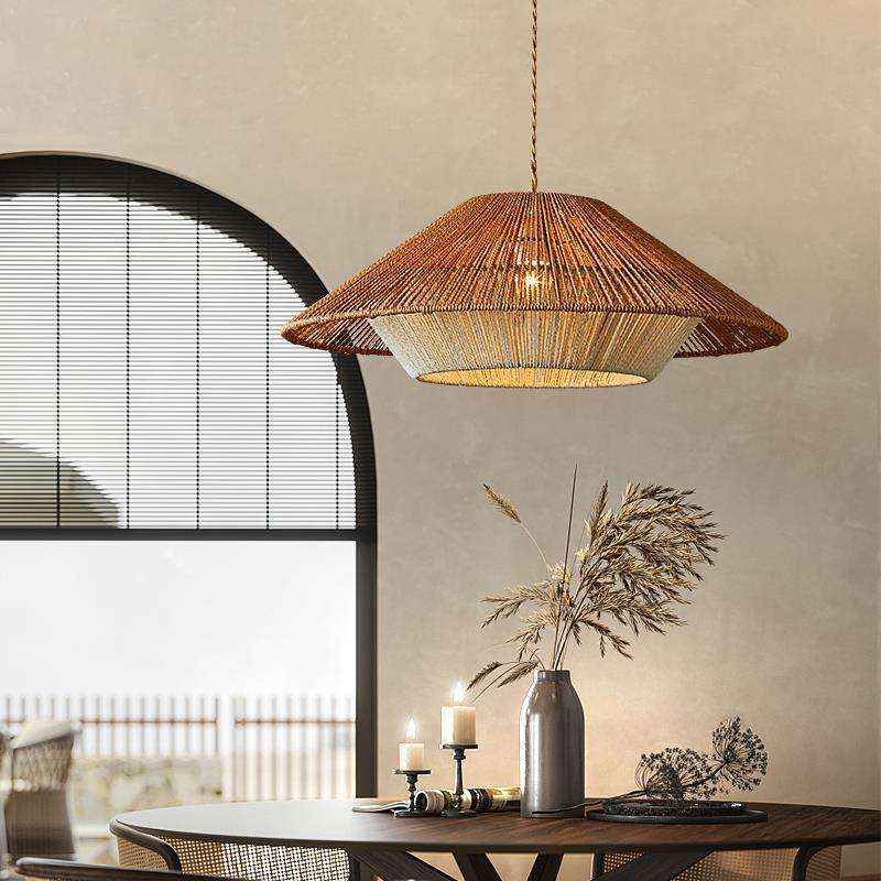 Natural Woven Pendant Light Boho Chic Dining Lamp