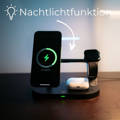 3-in-1 Wireless Charger for Smartphone, Smartwatch, and Earbuds – Fast Charging Station with Modern Design 4
