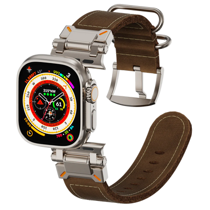 Rugged Military Style Leather Apple Watch Band - Lusomart