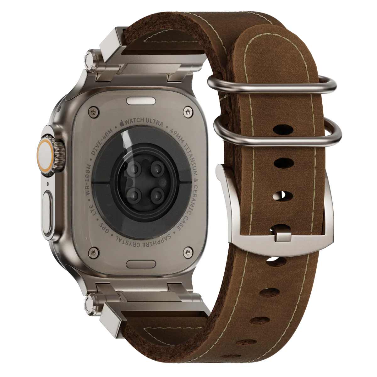 Rugged Military Style Leather Apple Watch Band