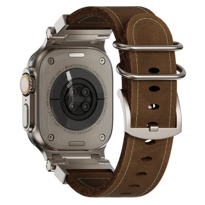 Rugged Military Style Leather Apple Watch Band