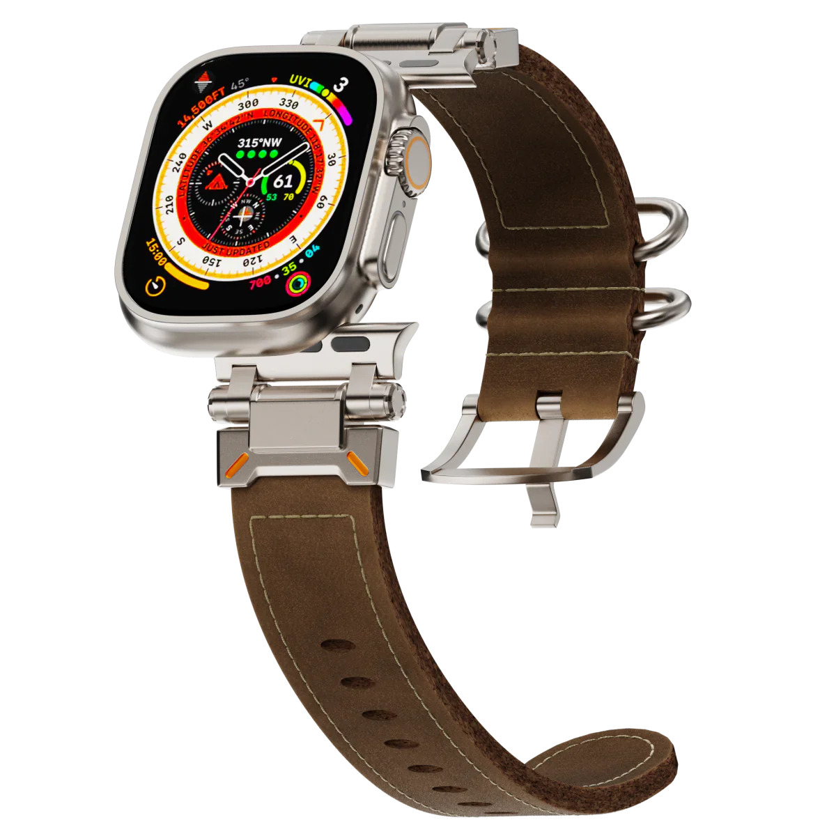 Rugged Military Style Leather Apple Watch Band