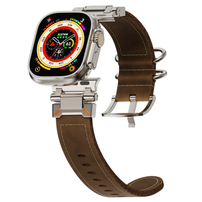 Rugged Military Style Leather Apple Watch Band