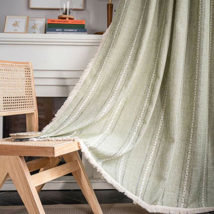 Elegant Patterned Sheer Window Curtain with Tassels