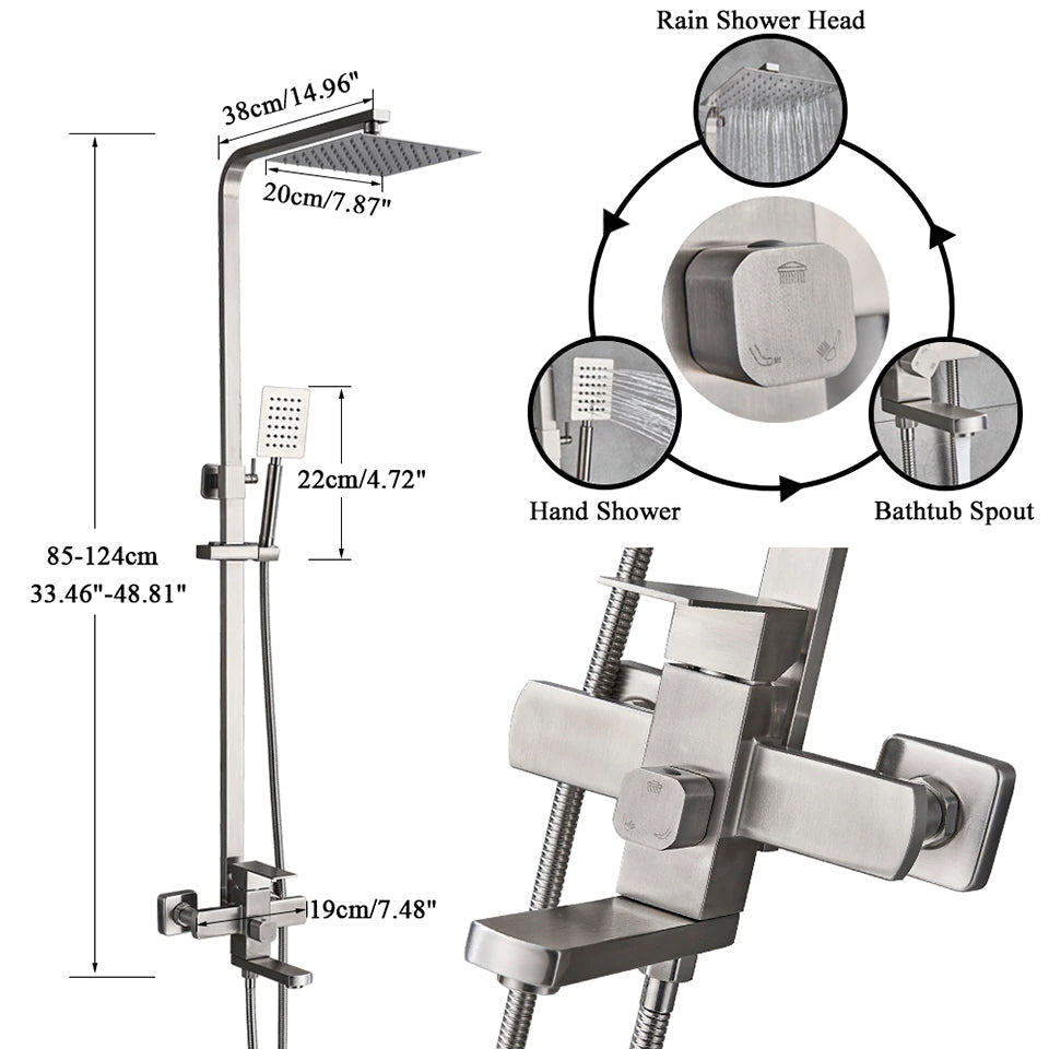 Luxury Rain Shower Head With Handheld Sprayer Easy Fit