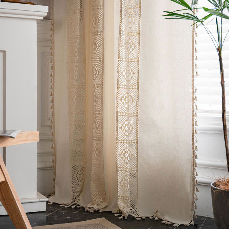 Neutral Semi Sheer Window Curtain Set