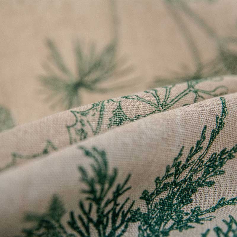 Natural Leaf Print Boho Tassel Curtain Cotton Drapes