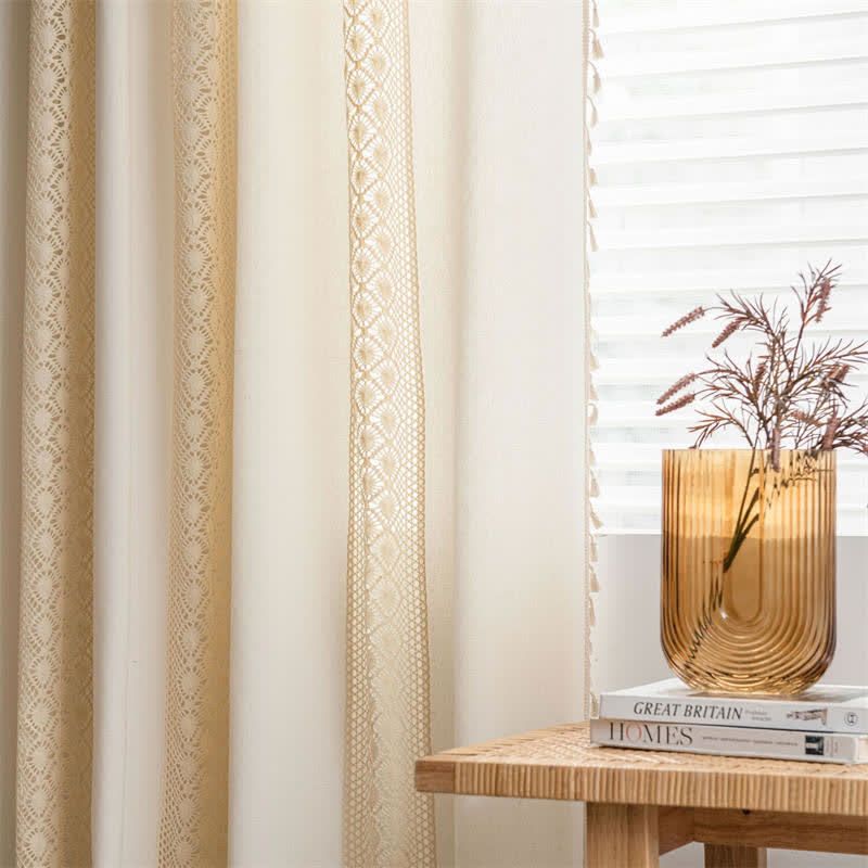 Sheer White Tassel Window Curtain Panel