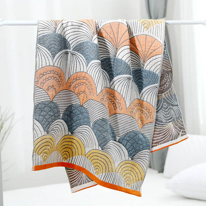 Ownkoti Shell Print Jacquard Cotton Bath Towel-2
