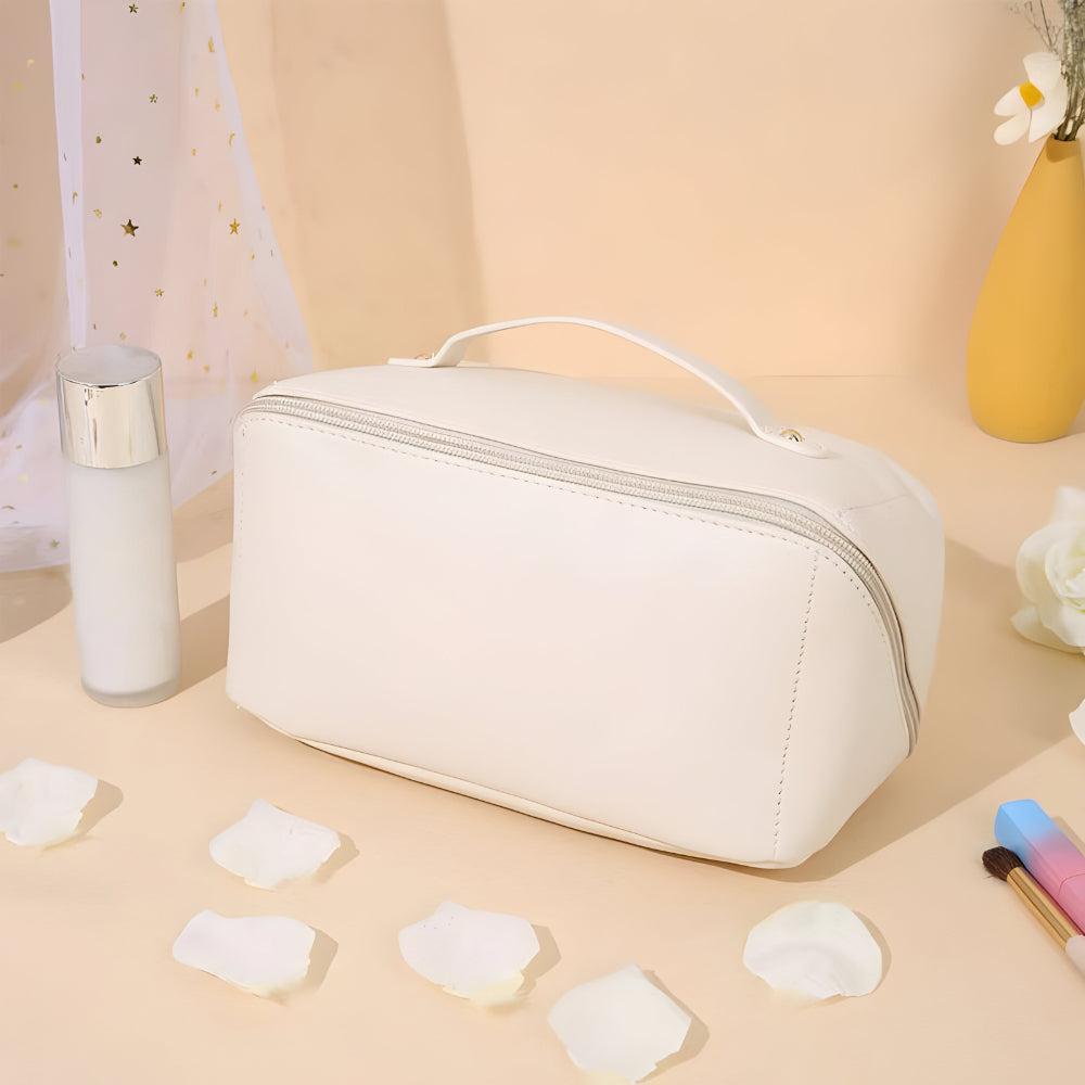 Spacious Travel Makeup Case PU Cosmetic Organizer
