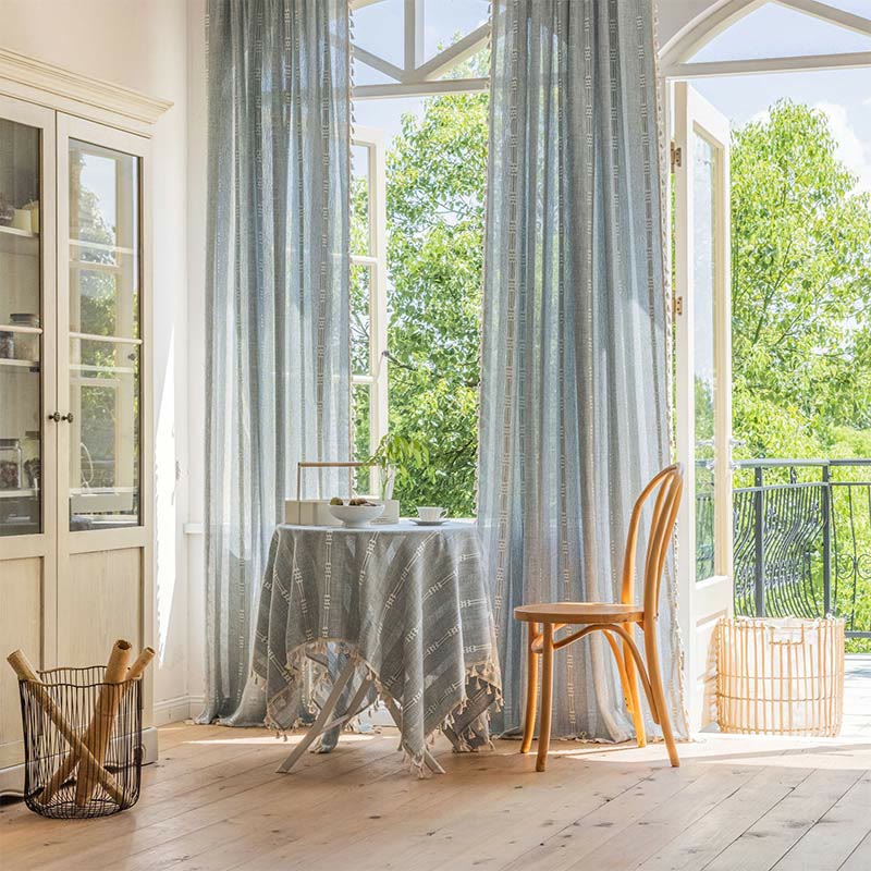 Patterned Sheer Tassel Window Curtain