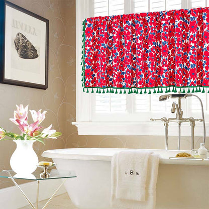 Beautiful Floral Cotton Curtain with Tassels