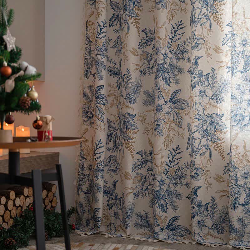 Pastel Floral Sheer Cotton Curtain Panel