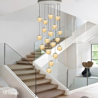 Elegant Glass Globe Stairway Lighting Fixture