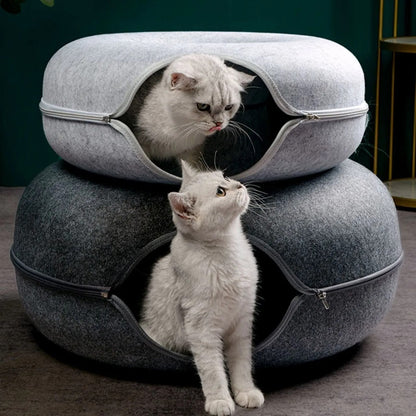 Soft Kitty Play Tunnel Bed for Hiding and Fun
