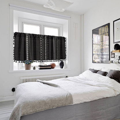 Dark Floral Beaded Layered Curtain