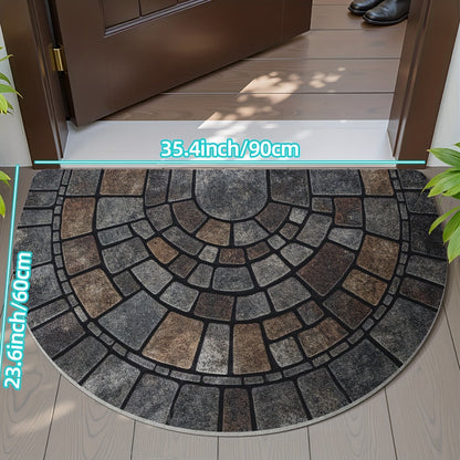 Round Colorful Welcome Mat for Home Entrance
