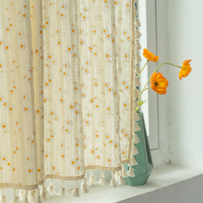 Natural Floral Layered Curtain in Soft Cotton Blend