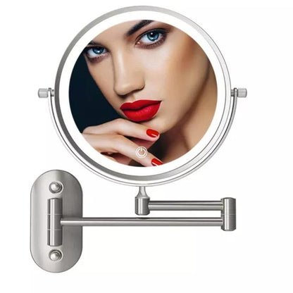 Bright Silver Illuminated Makeup Mirror Wall Mounted
