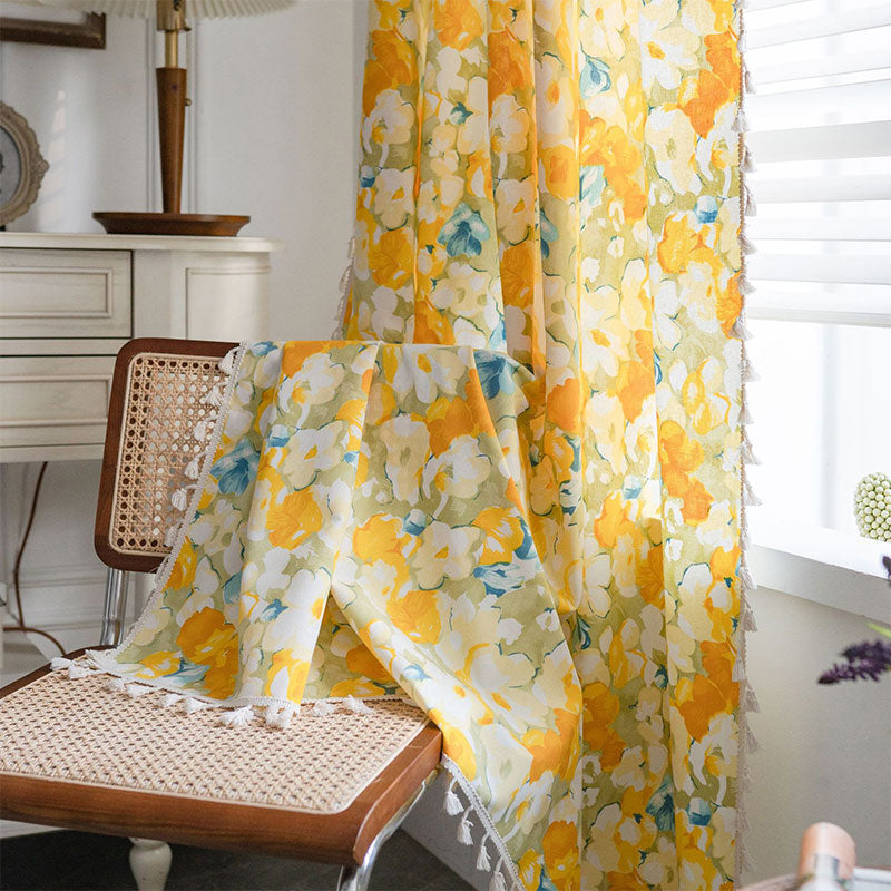 Bright Floral Lightweight Window Curtain