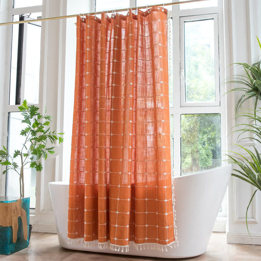 Rustic Country Check Bathroom Curtain - Lusomart