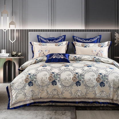 Beautiful Floral Pattern Bedding Set with Embroidery