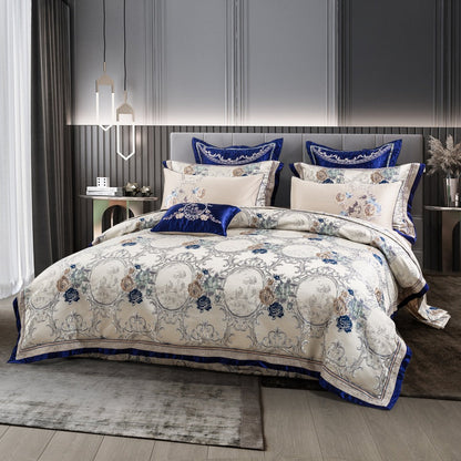 Beautiful Floral Pattern Bedding Set with Embroidery