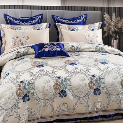 Beautiful Floral Pattern Bedding Set with Embroidery