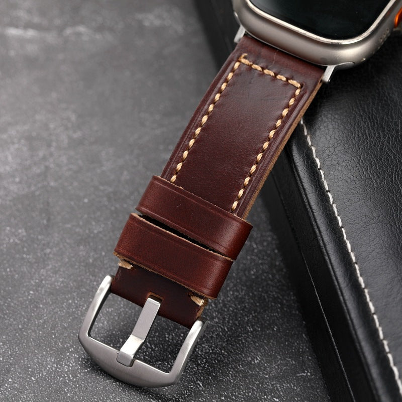 Leather Personalized Smartwatch Band - Classic Brown