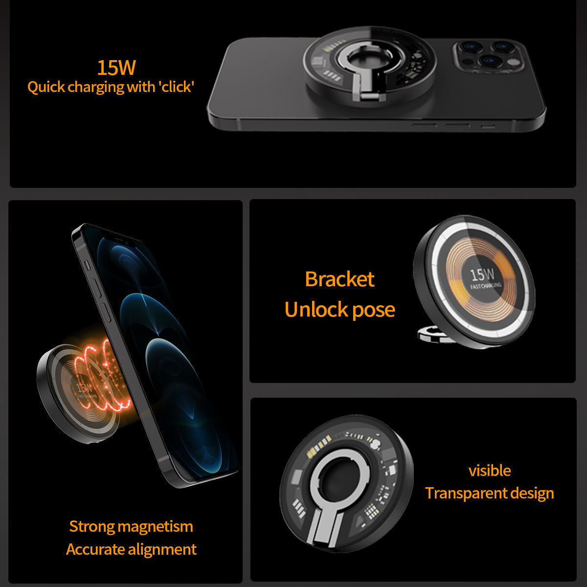 Compact Fast Wireless Charging Phone Stand