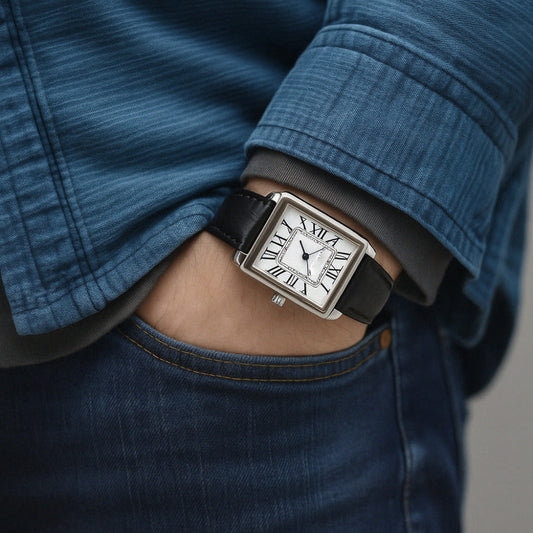 Vintage Leather Square Face Men's Analog Watch - Lusomart