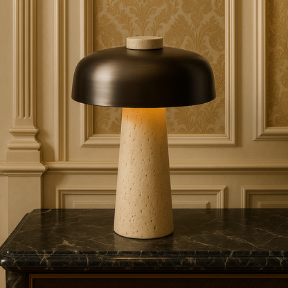 Natural Mushroom Desk Lamp With Wooden Base