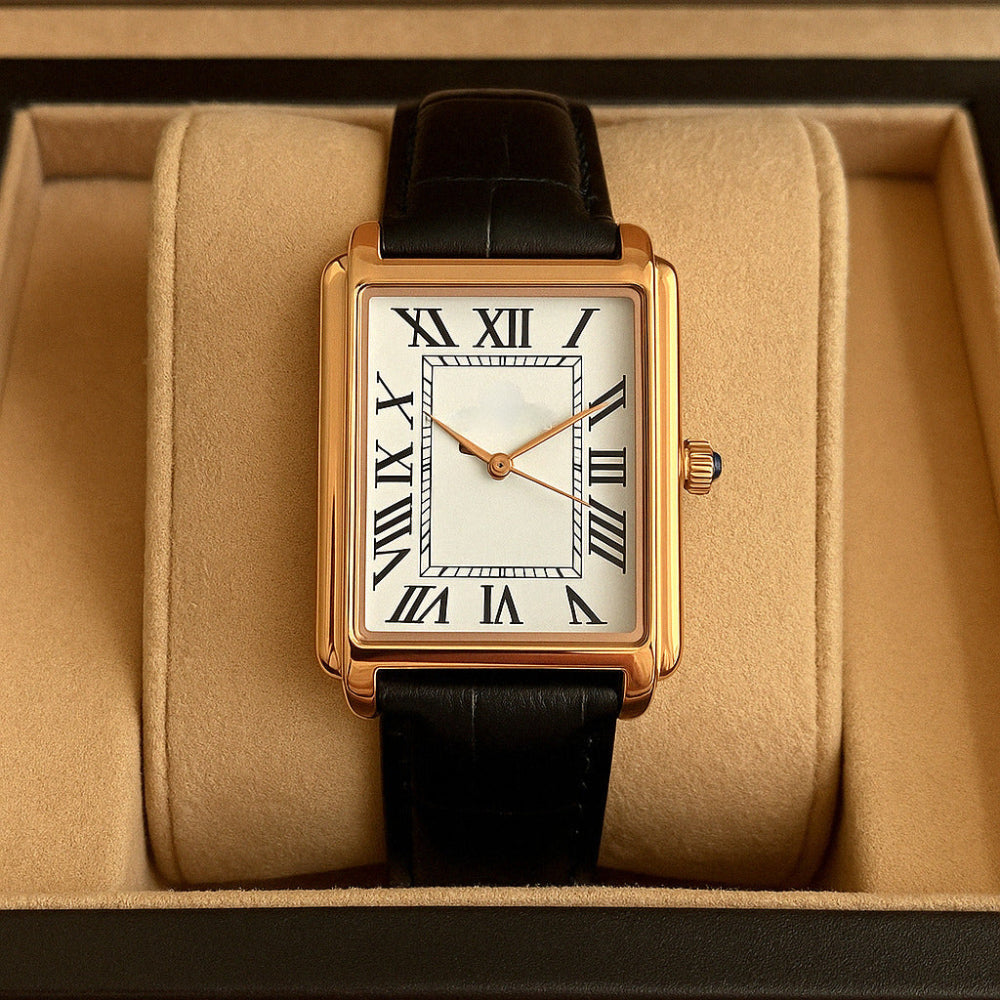 Vintage Leather Square Face Men's Analog Watch