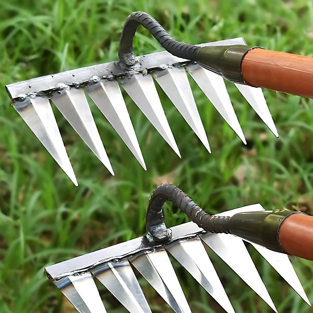 Garden Rake With Strong Metal Tines And Comfort Grip